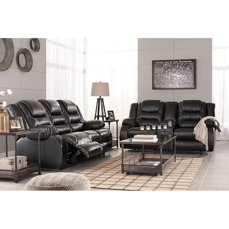 Ashley Vacherie Black 79308 Reclining Sofa & Loveseat | National Rent to Own